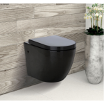 Koko-Gloss Black Wall Hung Rimless Toilet Pan Only